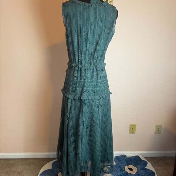 Sundance Lace Maxi Dress Size Teal Ruffle Tiered Womens Long Wrap  Med - Picture 6 of 8